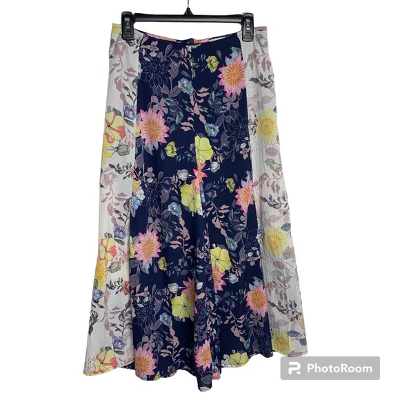 Umgee Pants - Umgee Pants Womens Size S Boho Blue Floral Front Split Wide Leg Resort Cover Up